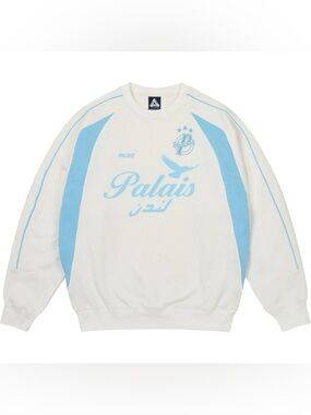 PALACE PALAIS PRO-TEAM CREW WHITE Palasonic Team Logo Sweatshirt SS25 Size XL